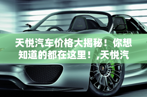 天悦汽车价格大揭秘！你想知道的都在这里！,天悦汽车价格大揭秘！你想知道的都在这里！
